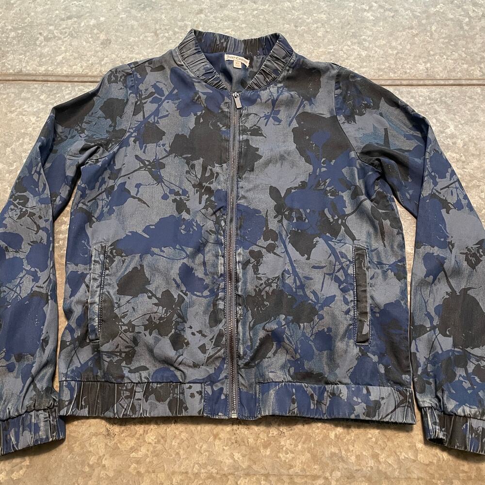 Juicy Couture Floral Camo Denim Chambray Jacket XS Lyocell Lightweight 90s Y2K
